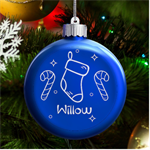 Christmas Stocking LED Glass Round Ornament Front
