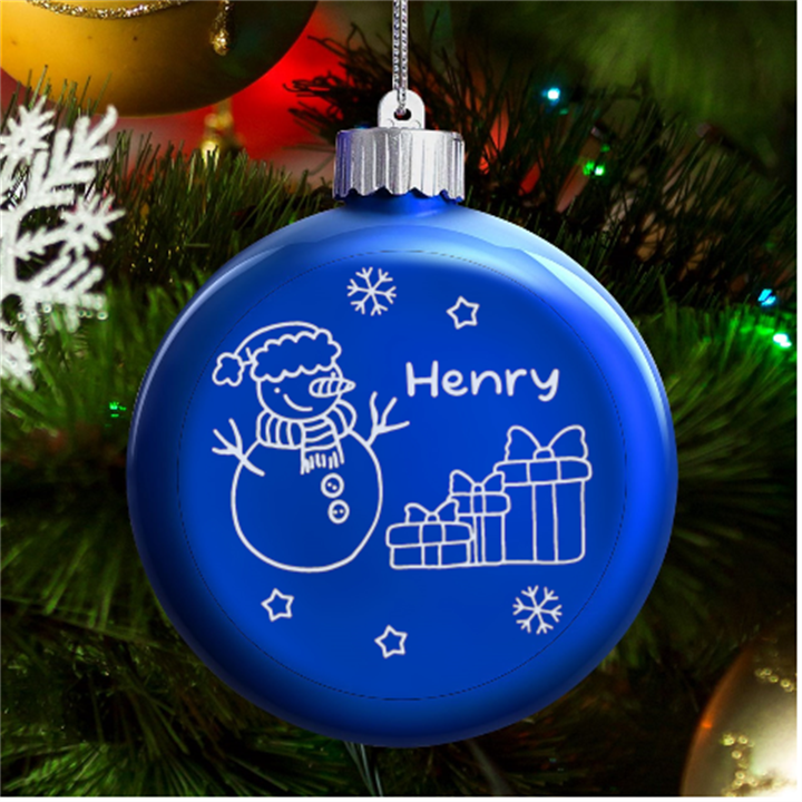 Christmas Snowman LED Glass Round Ornament