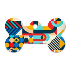 Geometric Shape Colorful Abstract Wave Dog Tag Bone (one Side)