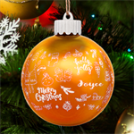 Personalized Merry Christmas illustration Name LED Glass Sphere Ornament Front