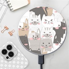 Cute Cats Seamless Pattern Wireless Fast Charger(white)