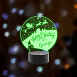 Personalized Christmas Santa Claus Name Remote LED Acrylic Message Display (Black Round Stand)  Front