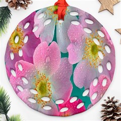 Pink Neon Flowers, Flower Ornament (round Filigree)
