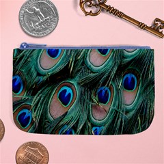 Peacock-feathers,blue2 Large Coin Purse
