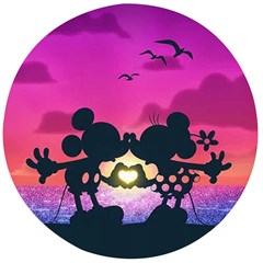 Mickey And Minnie, Mouse, Disney, Cartoon, Love Wooden Bottle Opener (round)