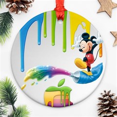 Mickey Mouse, Apple Iphone, Disney, Logo Round Ornament (two Sides)