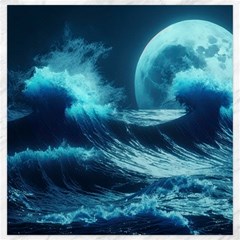 Moonlight High Tide Storm Tsunami Waves Ocean Sea Canvas 20  X 20 