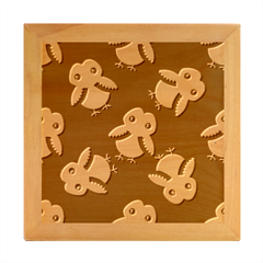 Owl-pattern-background Wood Photo Frame Cube
