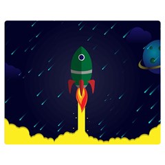 Rocket Halftone Astrology Astronaut Premium Plush Fleece Blanket (medium)