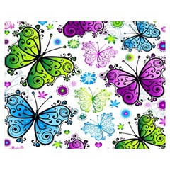 Butterflies Abstract Background Colorful Desenho Vector Premium Plush Fleece Blanket (medium)
