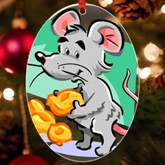 Mouse Cheese Tail Rat Mice Hole Uv Print Acrylic Ornament Oval