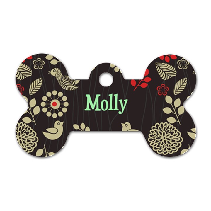Graphic Pattern Dog Tag Bone (One Side)
