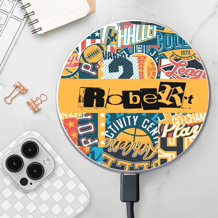 Personalized Street Art Name Wireless Fast Charger Wireless Fast Charger(White)