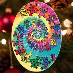 Grateful Dead Bears Tie Dye Vibrant Spiral Uv Print Acrylic Ornament Oval