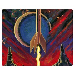 Rocket Painting Two Sides Premium Plush Fleece Blanket (medium)