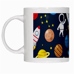 Big Set Cute Astronauts Space Planets Stars Aliens Rockets Ufo Constellations Satellite Moon Rover V White Mug