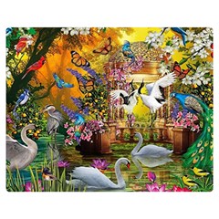 Garden Of Paradise Butterfly Swan Bird Painting Gazebo, Peacock Flower Two Sides Premium Plush Fleece Blanket (medium)