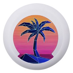 Abstract 3d Art Holiday Island Palm Tree Pink Purple Summer Sunset Water Dento Box With Mirror