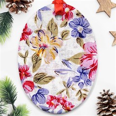 Flower Texture, Knitted Texture, Background With Big Red Ornament (oval)