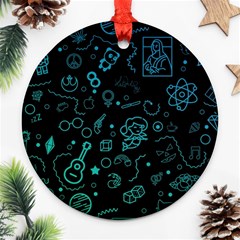 Cartoon, Halloween, Black, Dark Round Ornament (two Sides)