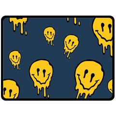 Aesthetic, Blue, Mr, Patterns, Yellow, Tumblr, Hello, Dark Fleece Blanket (large)