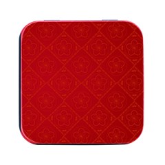 Red Chinese Background Chinese Patterns, Chinese Square Metal Box (black)