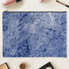 Blue Grunge Texture, Wall Texture, Blue Retro Background Cosmetic Bag (xxxl)
