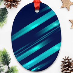 Blue Neon Lines, Blue Background, Abstract Background Ornament (oval)