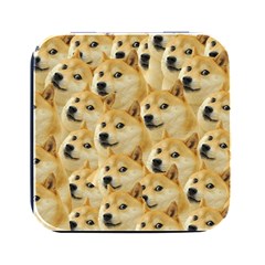 Doge, Memes, Pattern Square Metal Box (black)