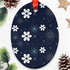 Flowers Pattern , Pattern, Flowers, Texture Oval Ornament (two Sides)