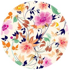 Abstract Floral Background Wooden Bottle Opener (round)