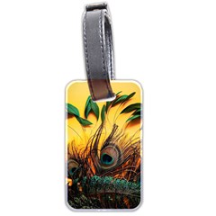 Sunset Illustration Water Night Sun Landscape Grass Clouds Painting Digital Art Drawing Luggage Tag (two Sides)