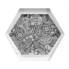 Paisley Texture, Floral Ornament Texture Hexagon Wood Jewelry Box