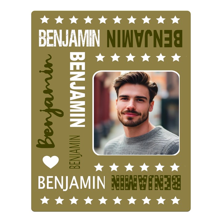 Personalized Name and Face Two Sides Premium Plush Fleece Blanket (Large)