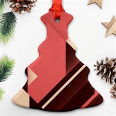 Retro Abstract Background, Brown-pink Geometric Background Christmas Tree Ornament (two Sides)