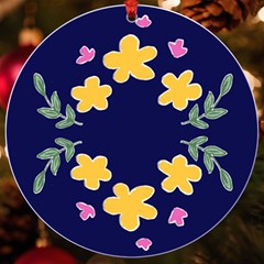 Doodle Flower Leaves Plant Design Uv Print Acrylic Ornament Round