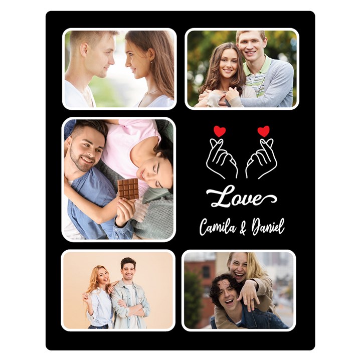 Personalized Love Couple Photo Name Medium Blanket Two Sides Premium Plush Fleece Blanket (Teen Size)
