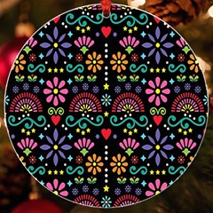 Mexican Folk Art Seamless Pattern Uv Print Acrylic Ornament Round