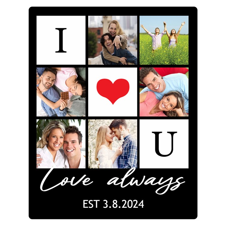 Personalized Love Always Couple Photo Blanket Two Sides Premium Plush Fleece Blanket (Teen Size)