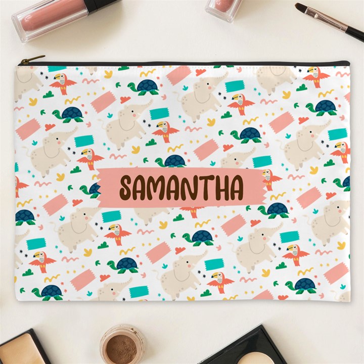 Personalized Animal Illustration Names Cosmetic Bag Cosmetic Bag (XXXL)