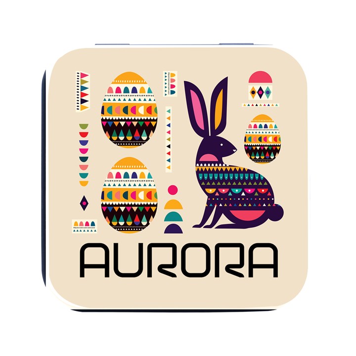 Personalized Easter Name Square Metal Box Square Metal Box (Black)
