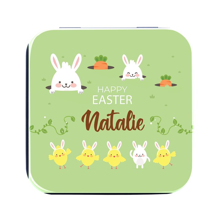 Personalized Easter Name Square Metal Box Square Metal Box (Black)