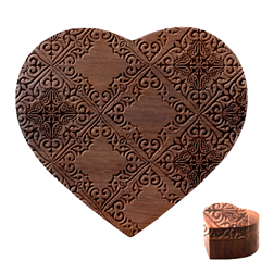Colorful Floral Ornament, Floral Patterns Heart Wood Jewelry Box