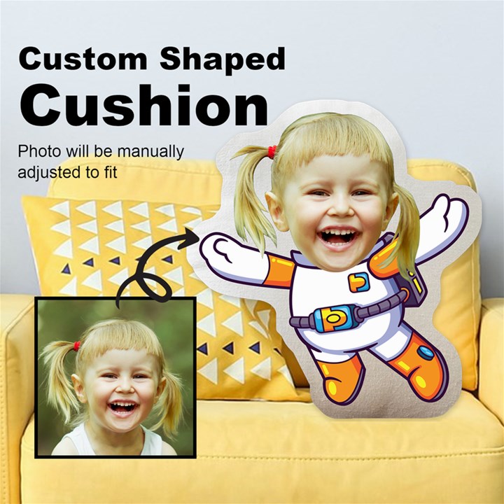 Personalized Head with Cartoon Style Custom Shaped Cushion Cut To Shape Cushion Case