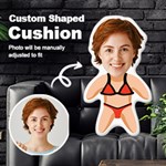 Personalized Photo in Bikini Cartoon Style Custom Shaped Cushion Cut To Shape Cushion Case Front