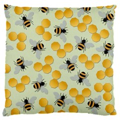 Bees Pattern Honey Bee Bug Honeycomb Honey Beehive 16  Baby Flannel Cushion Case (two Sides)