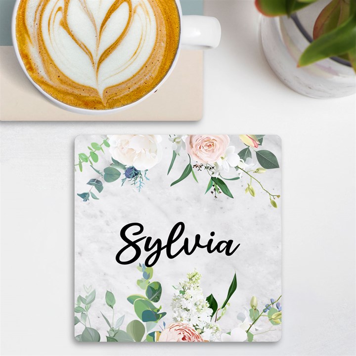Personalized Name Floral UV Print Square Tile Coaster UV Print Square Tile Coaster 