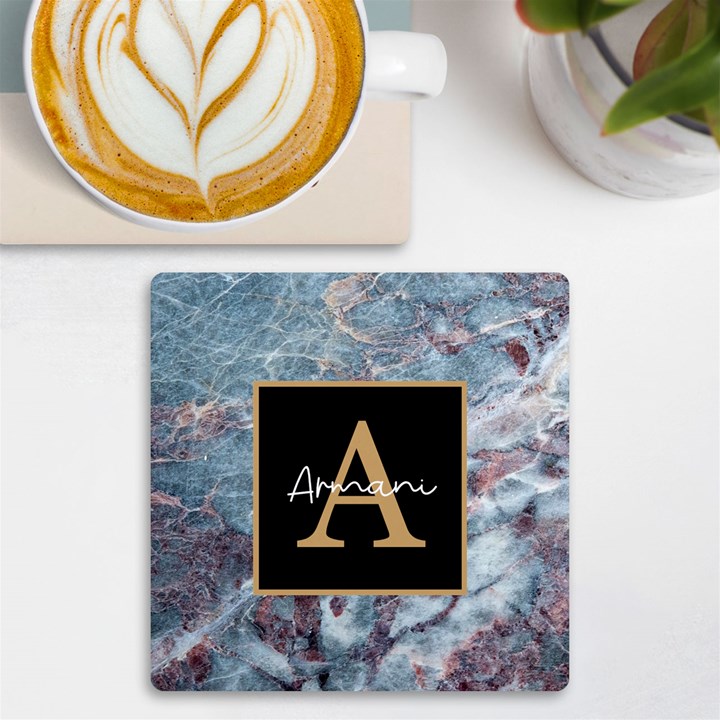 Personalized Initial Name Marble UV Print Square Tile Coaster UV Print Square Tile Coaster 