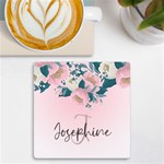 Personalized Name Any Text Floral UV Print Square Tile Coaster UV Print Square Tile Coaster  Front