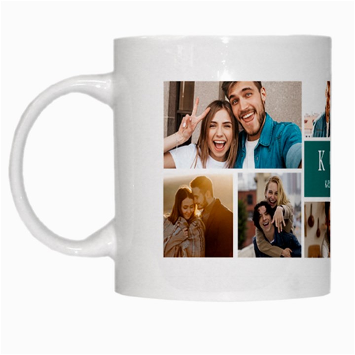 Personalized 6 Photo Couple Name Mug White Mug